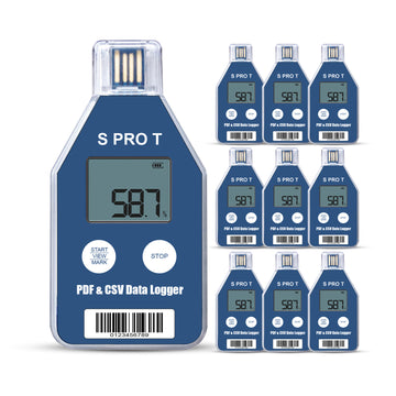 Spro-T 10PCS Single-use Temperature Recorder Data Logger PDF and CSV Report